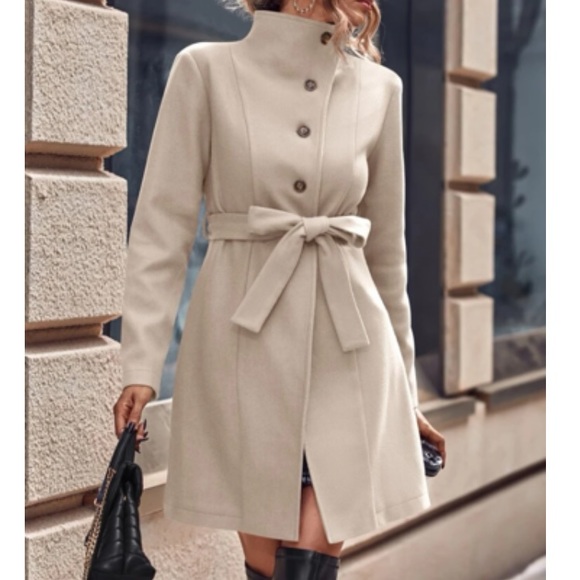 Luxe single breasted belted overcoat - Picture 2 of 8